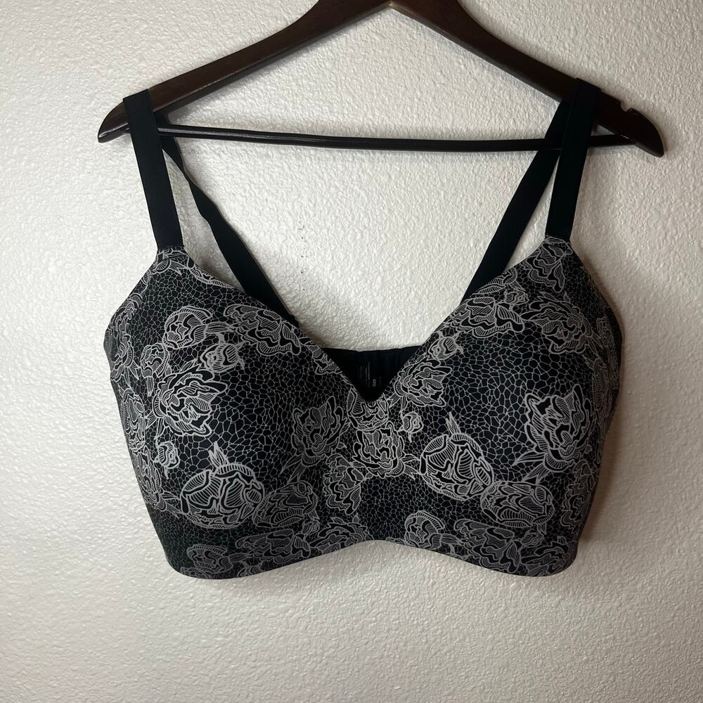Knix WingWoman Contour Bra in Black/Cream Lace and Peony  42G
